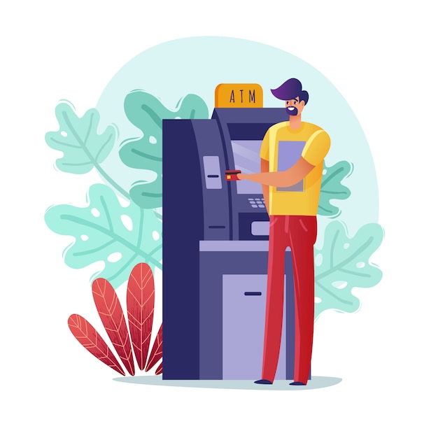 Atm paymens mannillustration