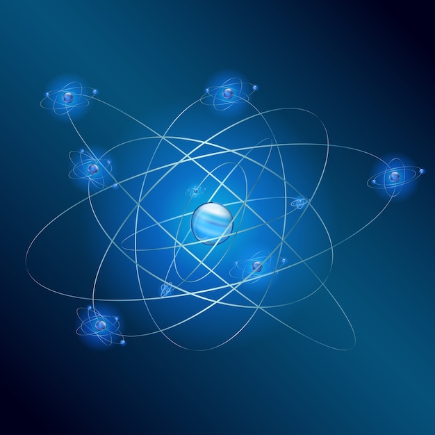 Atom auf blauem Hintergrund