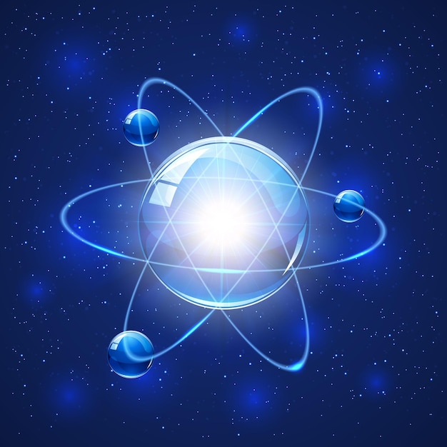 Atom auf blauem Hintergrund