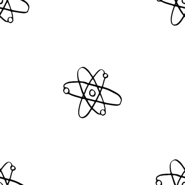 Atom-symbol nahtloses handgezeichnetes muster vektor-illustration