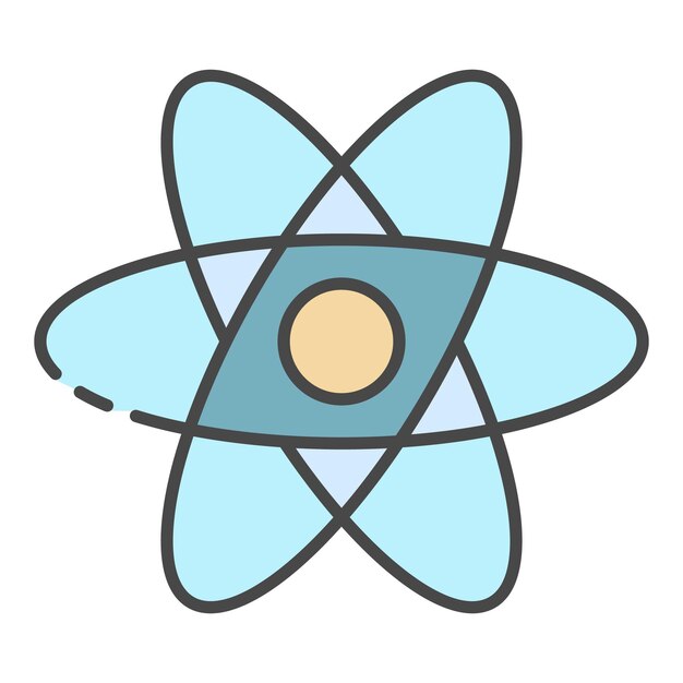 Atomenergie-symbol umriss der atomenergie-vektorsymbolfarbe flach isoliert auf weiß