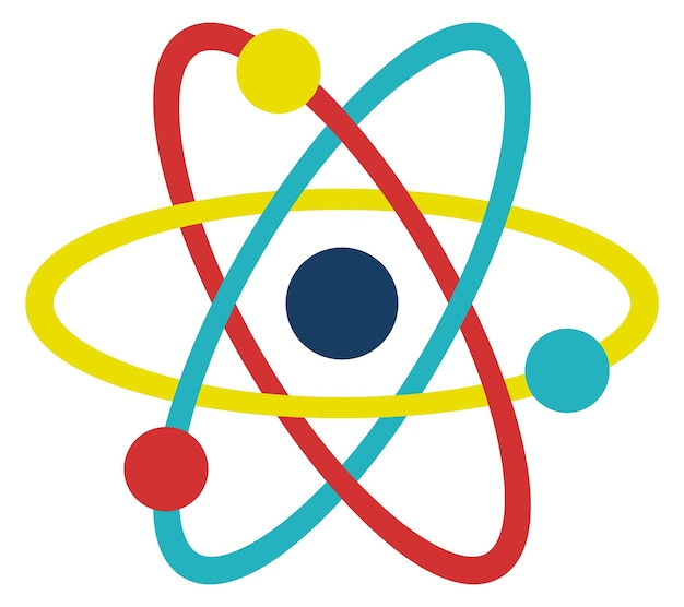 Vektor atommodell-farbsymbol atomwissenschaftssymbol isoliert auf weißem hintergrund