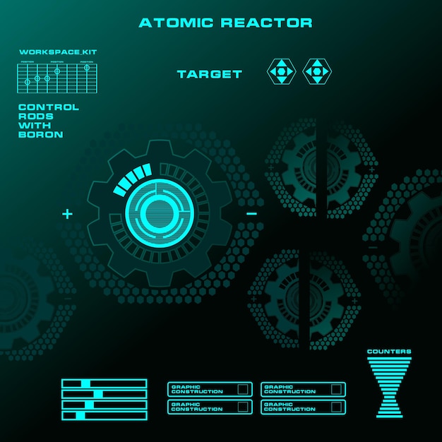 Atomreaktor futuristische virtuelle grafische touch-benutzeroberfläche