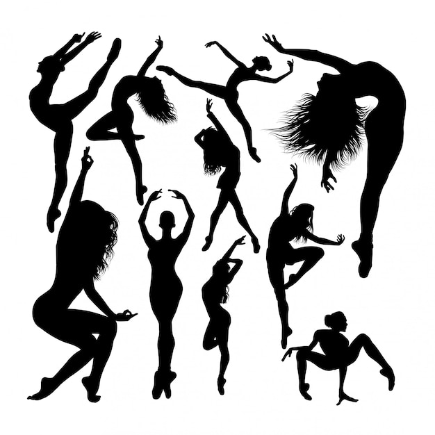 Vektor attraktive weibliche balletttänzer-silhouetten