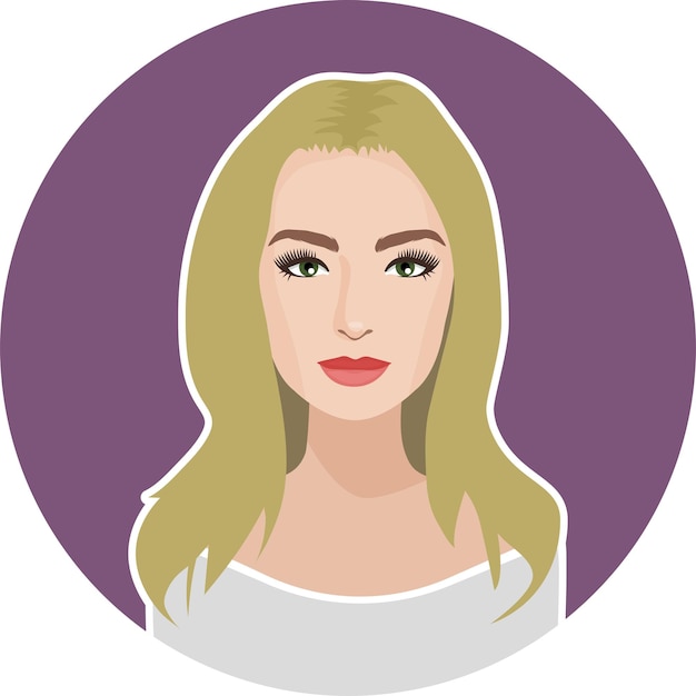 Attraktives Frauenporträt im einfachen flachen Stil. Avatar für soziale Medien. Blondes Mädchen mit Make-up an.