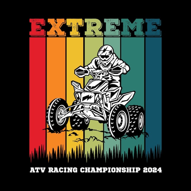 Vektor atv racing extremsport in retrofarben gut für t-shirt-design