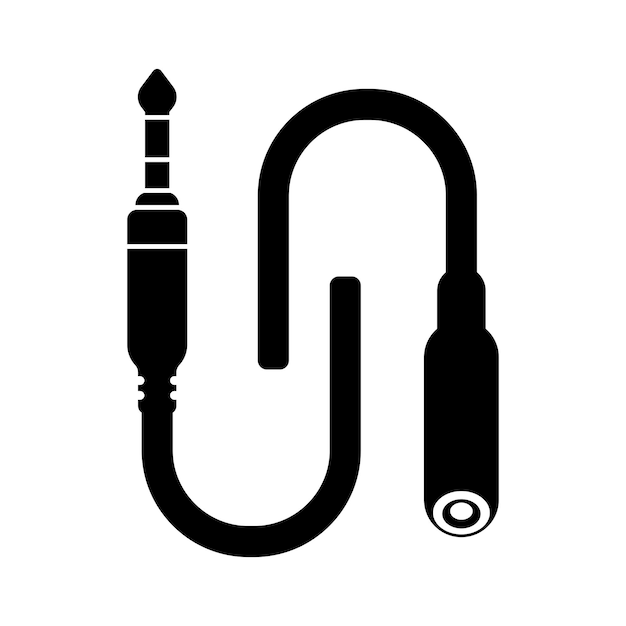 Vektor audio-kabel-ikonen-stecker-draht-vektor-kunst-illustration