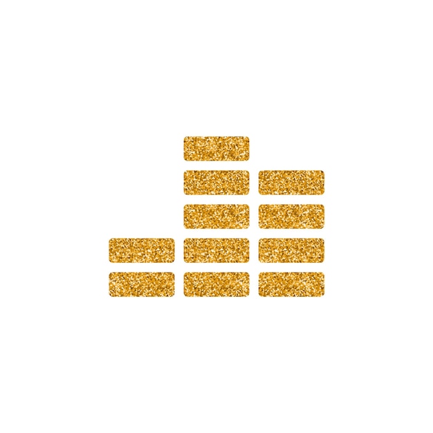 Audio-symbol-symbol goldglitter textur-vektor-illustration