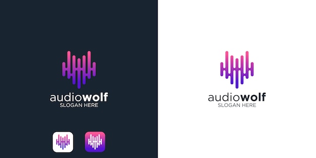 Audio wolf logo design vorlage