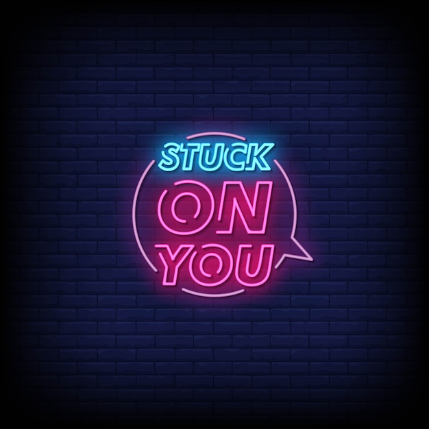 Auf sie neon signs style text geklebt