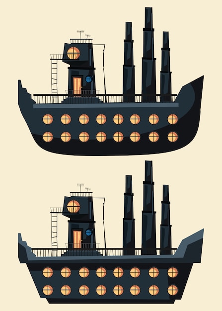 Aufbauend auf schiffssatz-vektorillustration