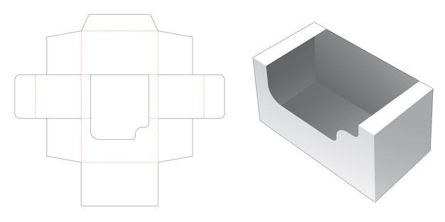 Aufbewahrungsbox mit gebogener rand gestanzter schablone