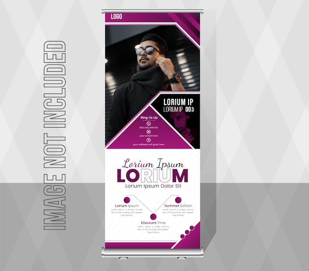 Auffälliges, modisches Roll-up-Banner mit geometrischer Form, Megenda-Farbe