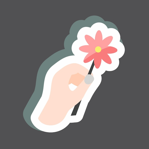 Aufkleber hält Blume geeignet für Hand Aktionen Symbol Design bearbeitbar
