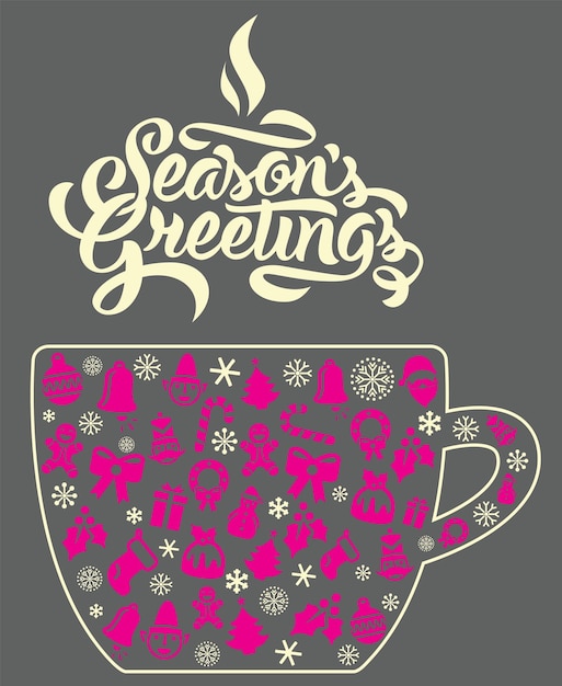 Aufkleber „seasons greetings“ für kaffeetassen