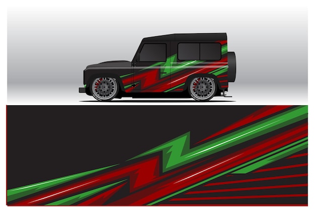 Aufkleberdesigns für autoverpackungen. abstrakter renn- und sporthintergrund für rennlackierungen oder den täglichen gebrauch von auto-vinyl-aufklebern. abziehbild vektor-eps bereit für den druck.