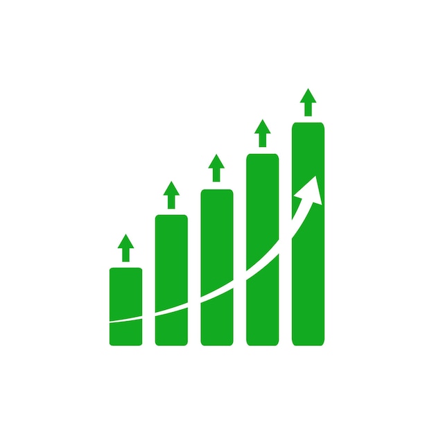 Aufwärts gehende Pfeile Grafik Grüne Grafik aufwärts mit Pfeilen niedrig bis hoch Finanzgeschäftsgewinn