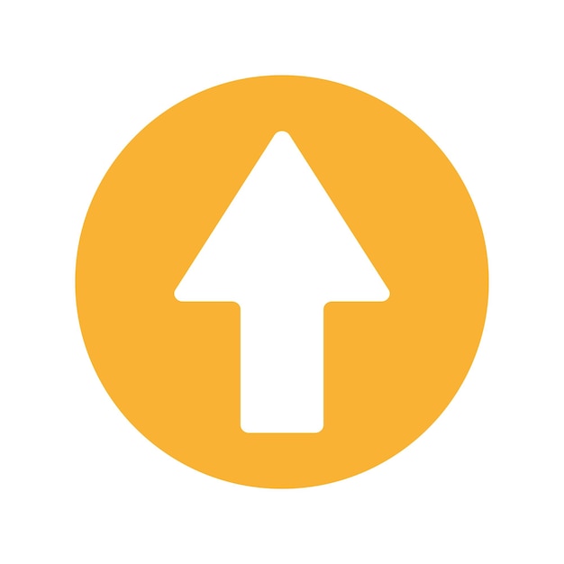 Aufwärts gerichteter Pfeil-Symbol Gelber Kreis-Hintergrund Navigationsvektor Einfaches sauberes Design