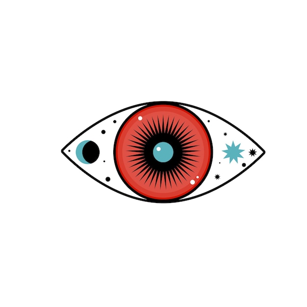 Auge, böser teufel, mystisches yogaamulett, bohosymbol, symbol, auge, grafik, silhouette
