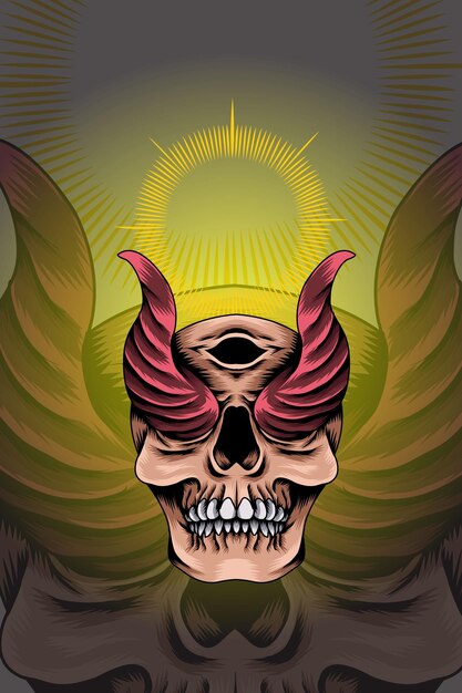 Auge gehörnte Schädel-Vektor-Illustration