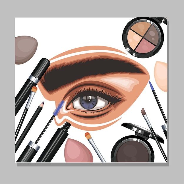 Vektor augen mit make-up augen make-up closeup schönheitssalon social media design layout vorlage