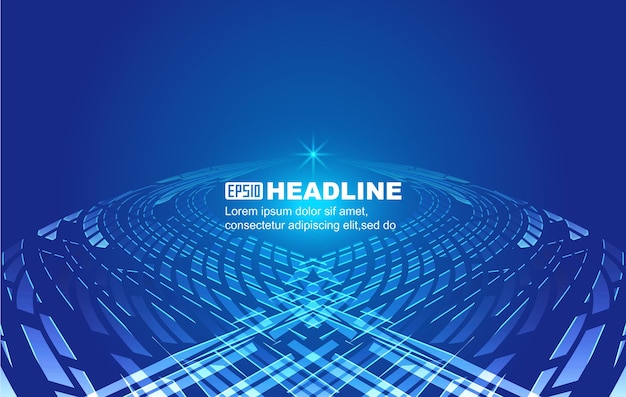 Ausdehnend in die Ferne konvergierende blaue Polygone und Linien