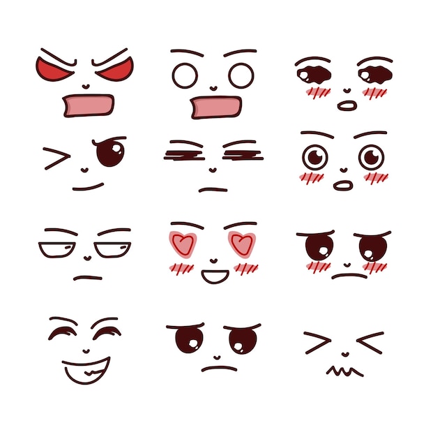 Ausdruck des Emotionskonzeptes Set Cartoon Illustration Emotion Gesicht des Menschen