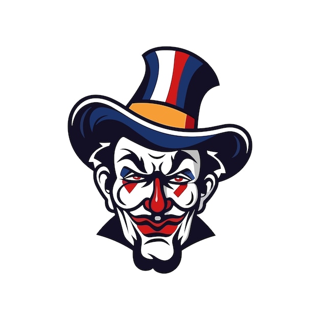 Ausdrucksstarke handgezeichnete clownkopf-logo-design-illustration