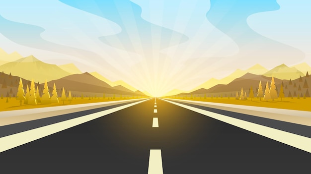 Ausflug. Unendlichkeitslandschaft bei Sonnenuntergang
