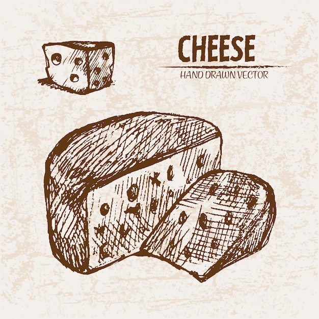 Ausführliche linie kunst geschnittener käse mit löchern
