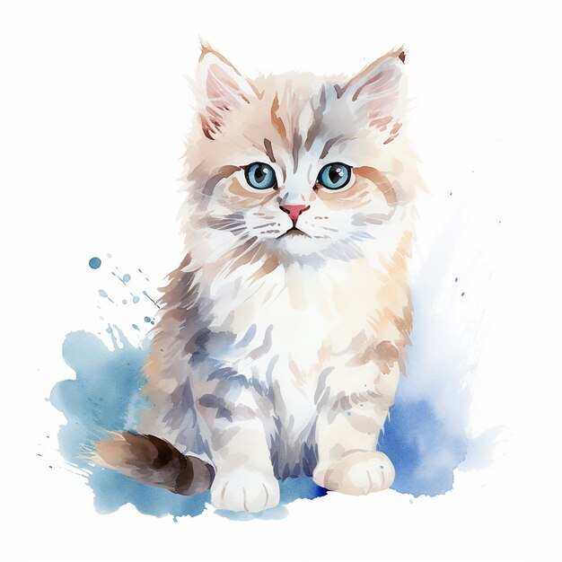 Ausgezeichnete aquarell-katzenkunst mit weißem hintergrund