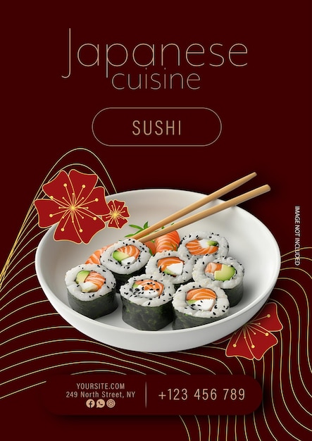 Ausgezeichnetes japanisches Sushi-Plating-Poster-Design für soziale Medien