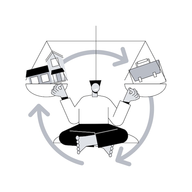 Ausgleich von arbeit und familie abstraktes konzept vektor-illustration