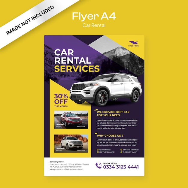 Ausleihwagen-Flyer Lila