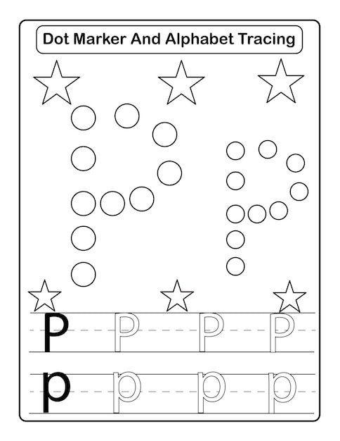 Ausmalbilder für punktmarker und alphabetverfolgung