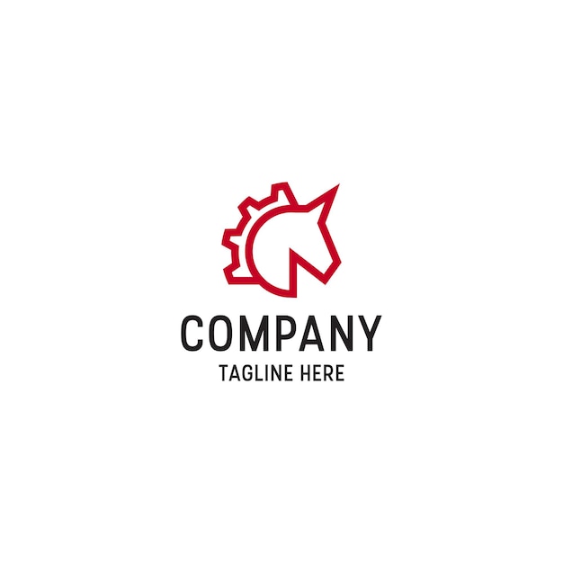 Ausrüstung und pferd logo design template konzept vektor