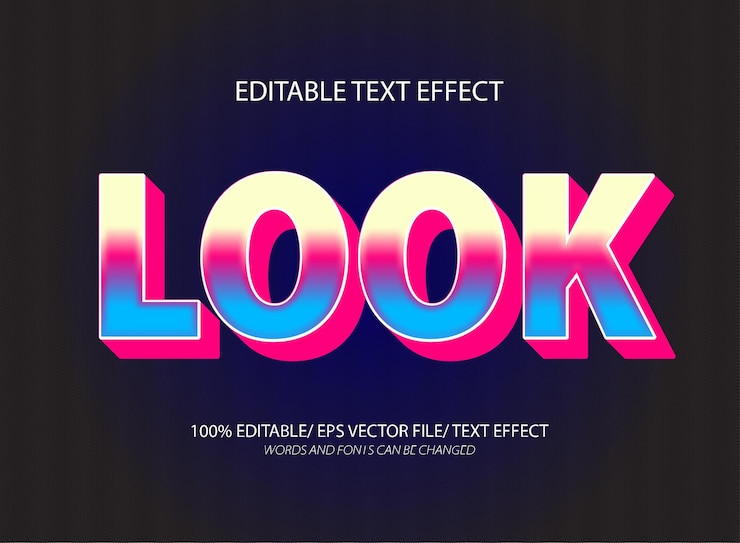 Vektor aussehen 3d-stil bearbeitbare text-effekt-vorlage