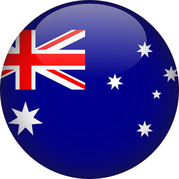 Australien 3D abgerundete Flaggenschaltfläche