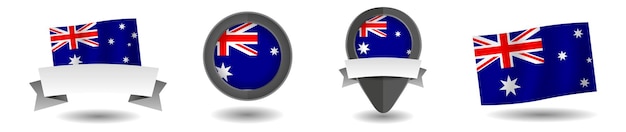 Australien Flaggen Vektor Sammlung Zeiger Banner Symbol Vektor Zustand Zeichen Illustration isoliert