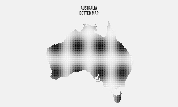 Australien karte halbton gepunktete vektorillustration isoliert mit hellgrauem hintergrund