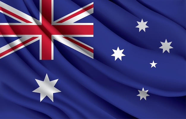 Australien nationalflagge winkt realistische vektorillustration