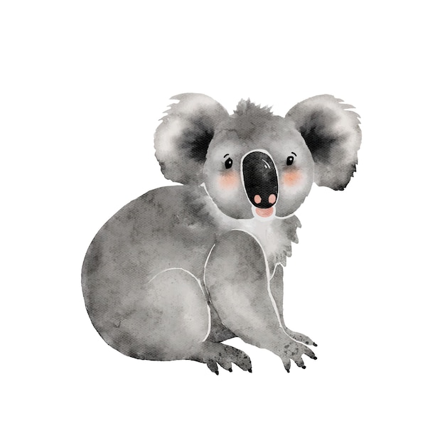 Australische niedliche koala-cartoon-tier-aquarell-illustration