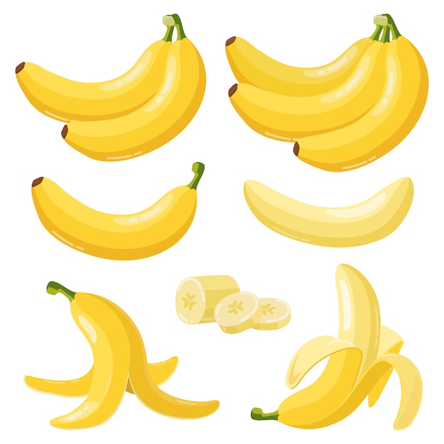 Vektor auswahl an bananen in flachem design