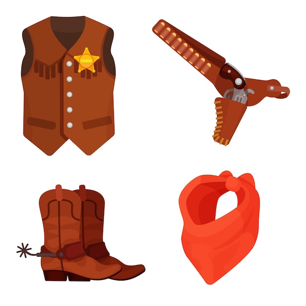 Vektor auswahl an cowboy-accessoires