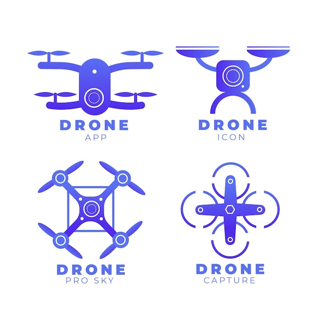 Vektor auswahl des flachen drohnenlogos