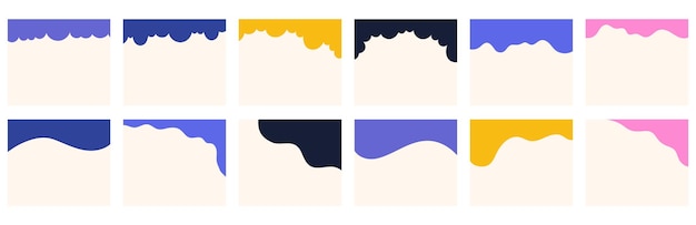 Auswahl verschiedener Formen für Kopf- oder Fußzeilen auf quadratischen Pfosten oder Websites Ornamentelle Trennwand für ein phantasievolles Design in einem einfachen Vektorflachstil Lebendige y2kinspired Farbpalette