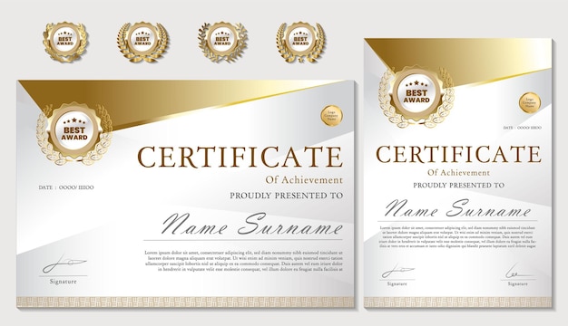 Auszeichnungs- oder Leistungszertifikatdesign mit luxuriösem goldenem Hintergrund