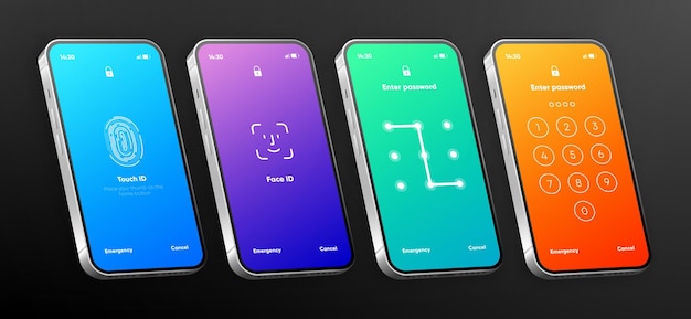 Authentifizierungspasswort für die Bildschirmsperre, Smartphone-Vorlage, Passwort für die Bildschirmsperre für die Erkennung der Telefon-ID