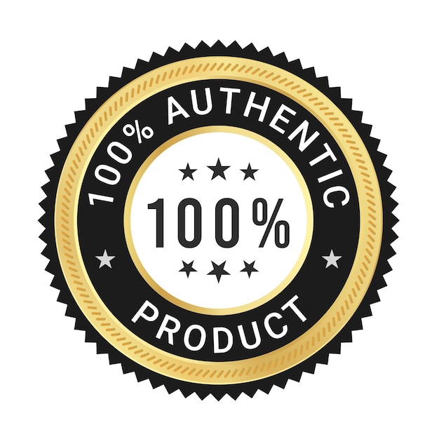 Authentisches produktetikett 100 prozent authentische produktvektor-logo-abzeichen