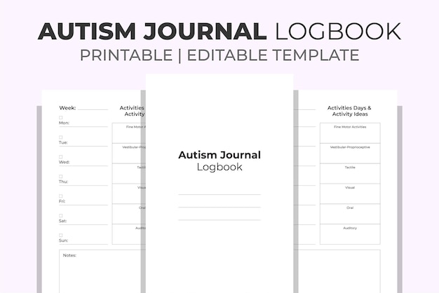 Vektor autismus-tagebuch logbuch kdp interior